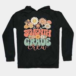 Seventh Grade Crew Retro Groovy Daisy Back To School Funny Teacher Girls Hoodie